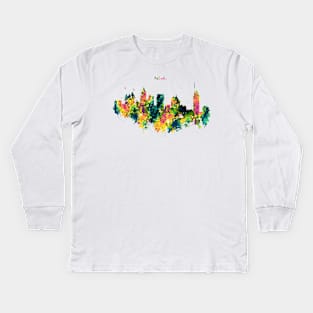 Atlanta Watercolor Skyline Kids Long Sleeve T-Shirt